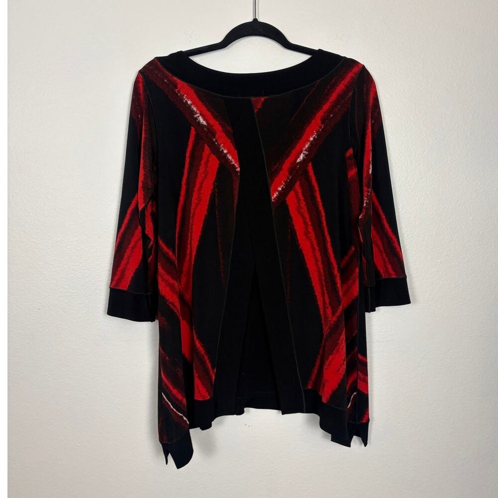 Eva Varro Mix Print Shark Hem Blouse Small